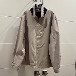 London Fog Beige Lightweight Jacket with Navy Contrast Collar